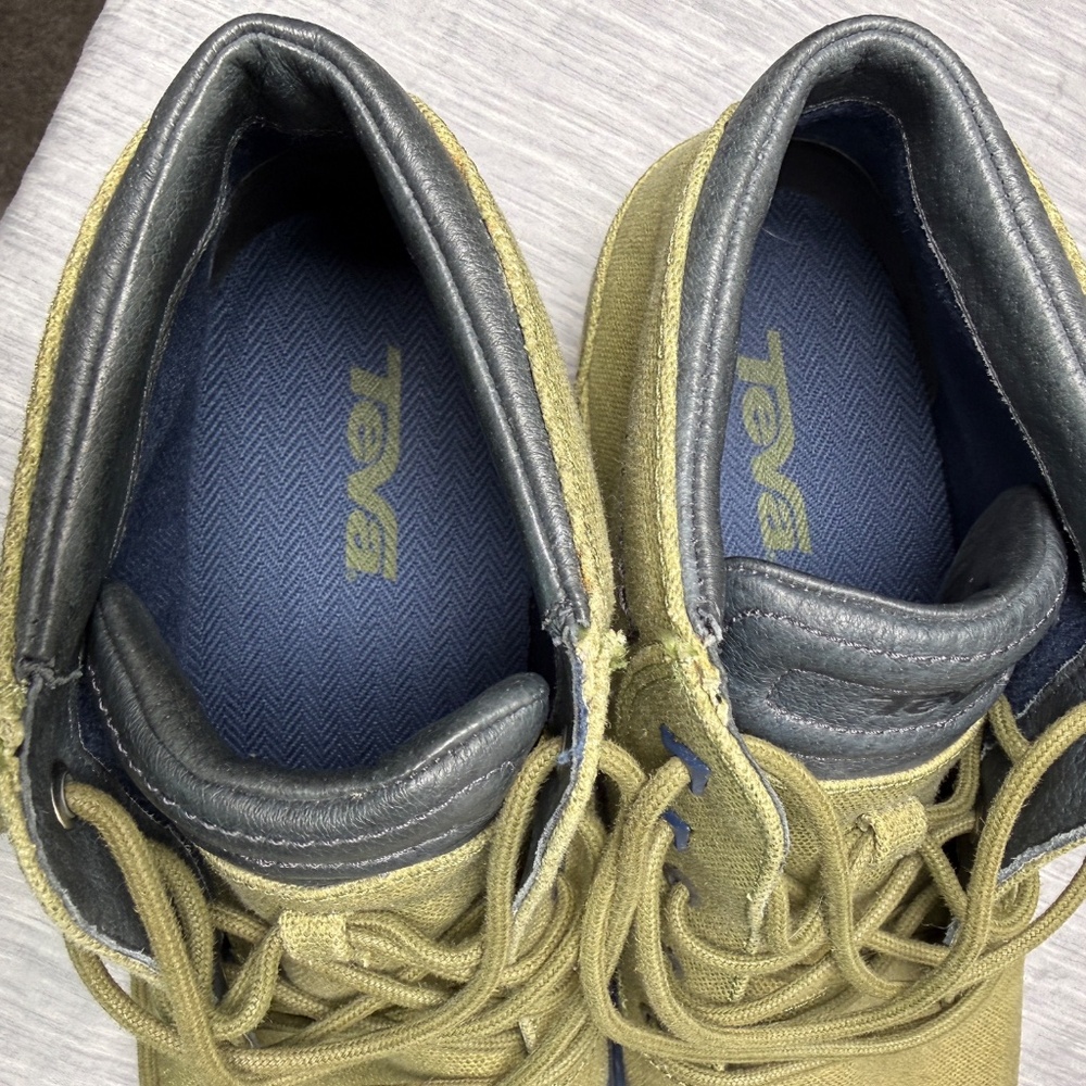 Teva Men's Canvas Chukka Boot Mens Size 12 Olive Green Blue Leather Trim Lace Up - Picture 7 of 8